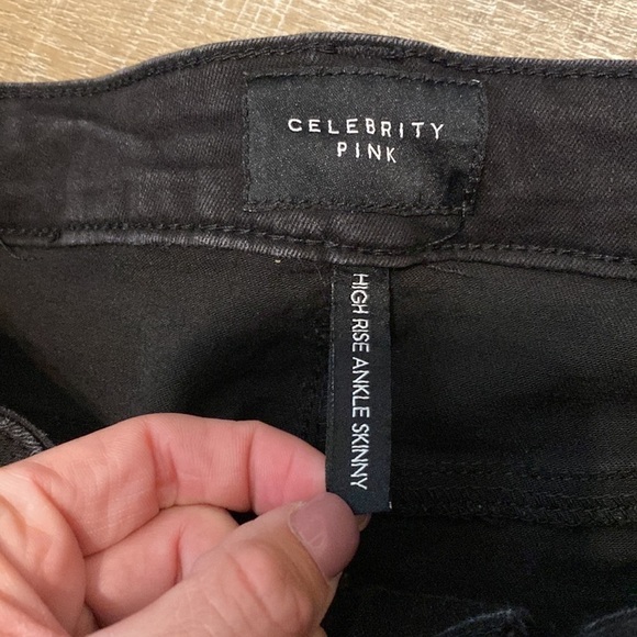 Celebrity Pink | High Waisted Black & Silver Ombre Sparkle Skinny Ankle Jeans - Picture 8 of 9